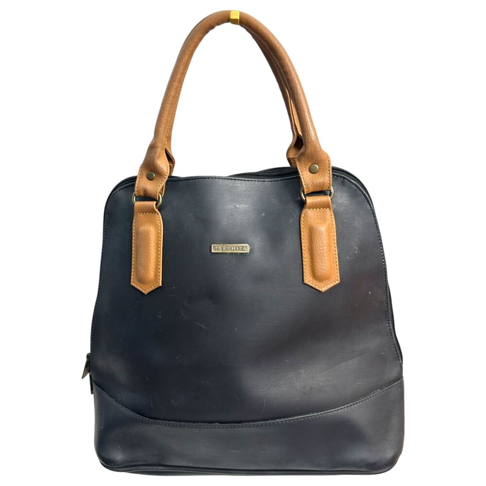 Parchita Blue Brown Leather Satchel Purse Bag